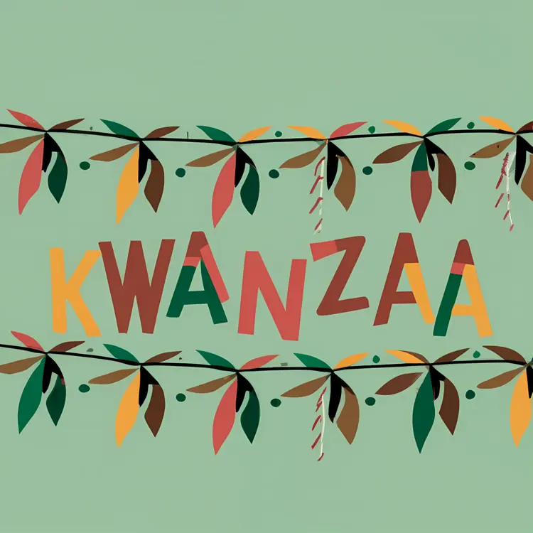 Kwanzaa Celebration with Leaves and Decorations
