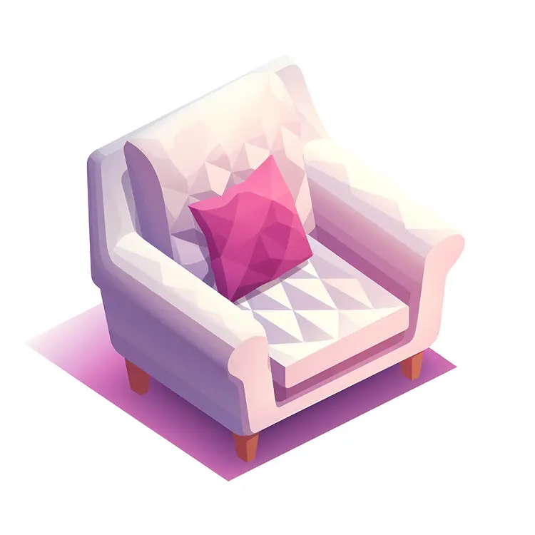 White Armchair with Pink Cushion