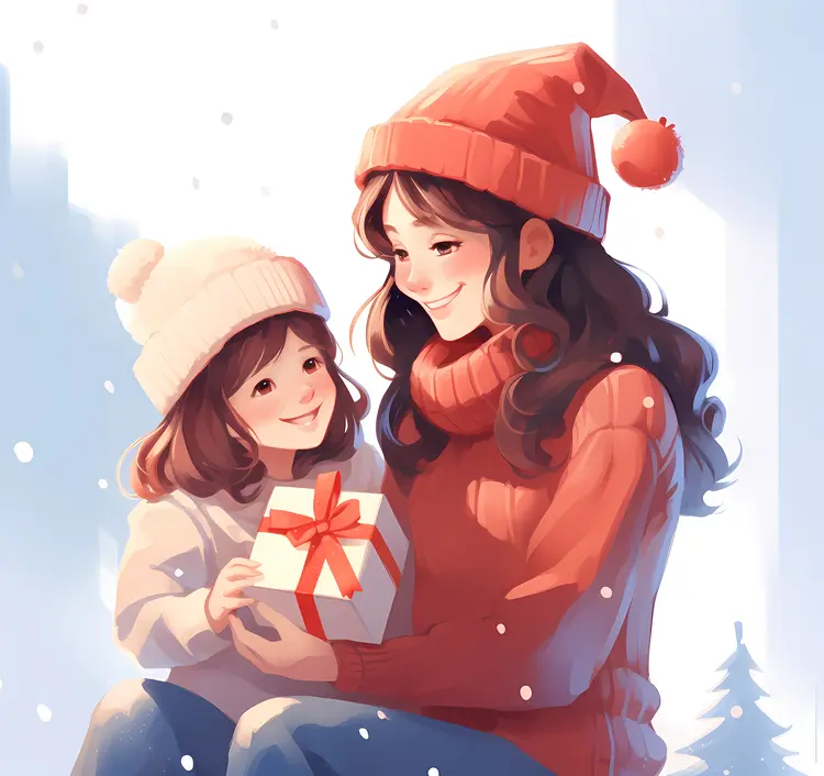 Mother and Child Enjoying Christmas