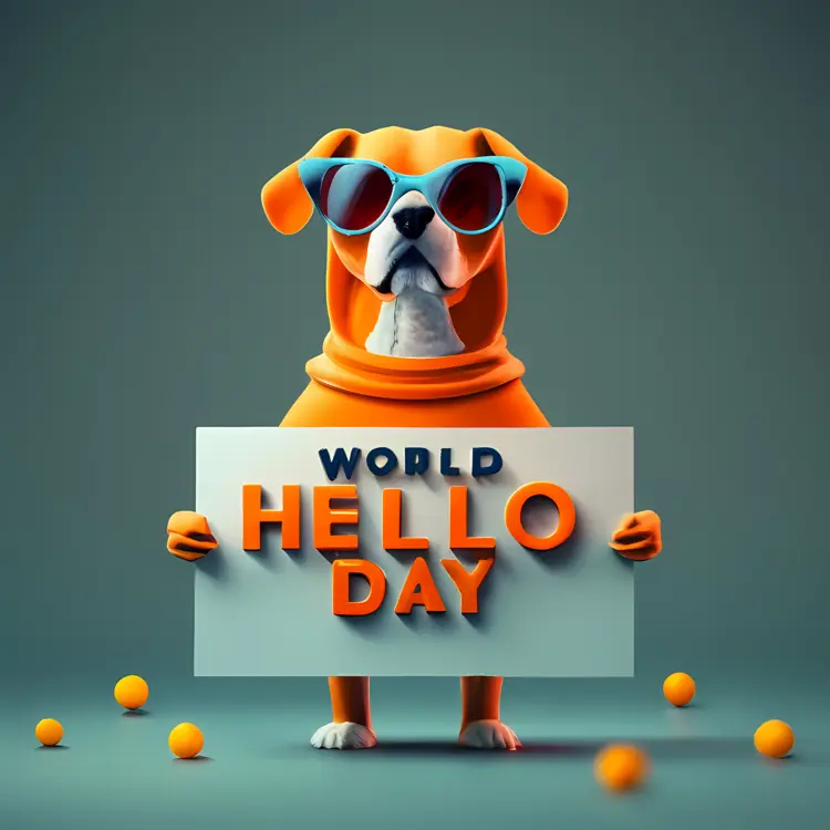 Cool Dog with Sunglasses Celebrating World Hello Day