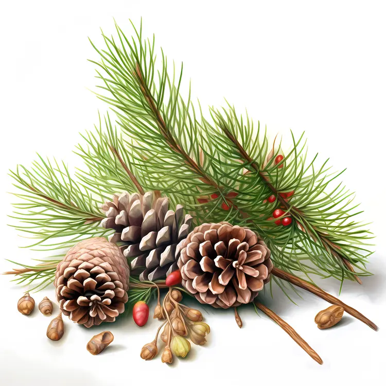 Pine Cones and Pine Needles for Christmas Decoration