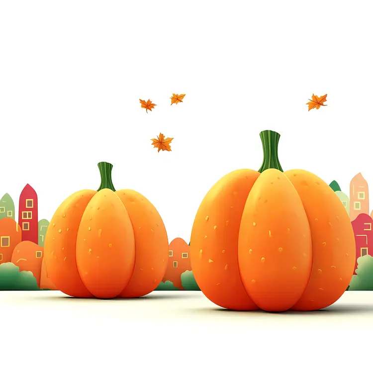 Cute Cartoon Pumpkins in Autumn