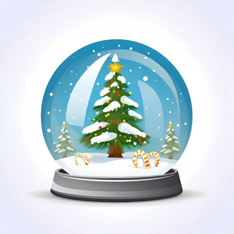 Christmas Tree in Snow Globe with Grey Base
