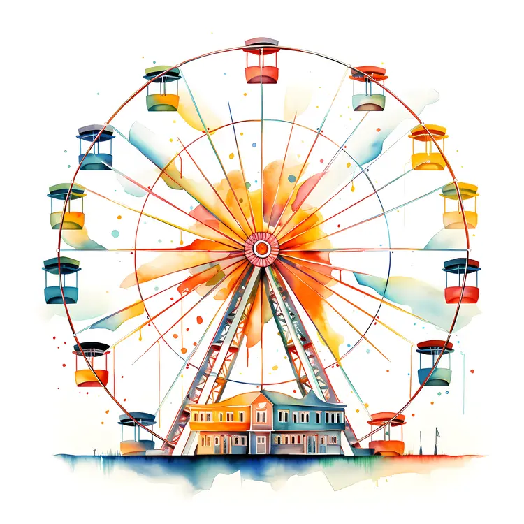 Colorful Ferris Wheel with Splash of Paint