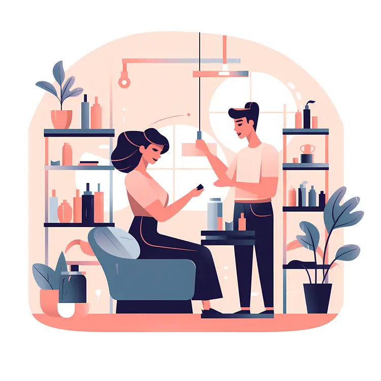 Salon Scene with Client and Stylist