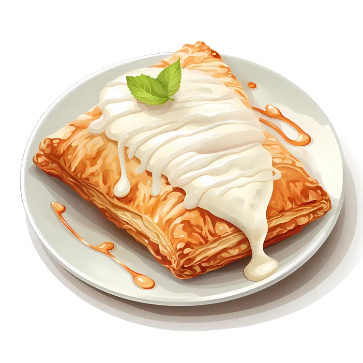 Delicious Pastry with Icing on Plate