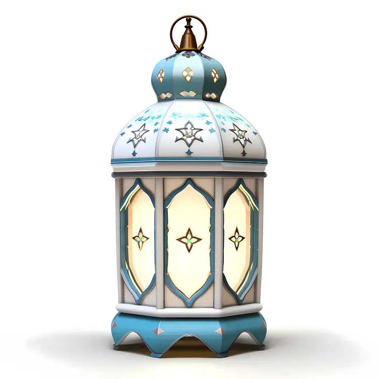 Charming Blue and White Lantern with Star Motifs