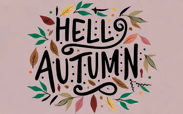 Hello Autumn with Leaves and Dots
