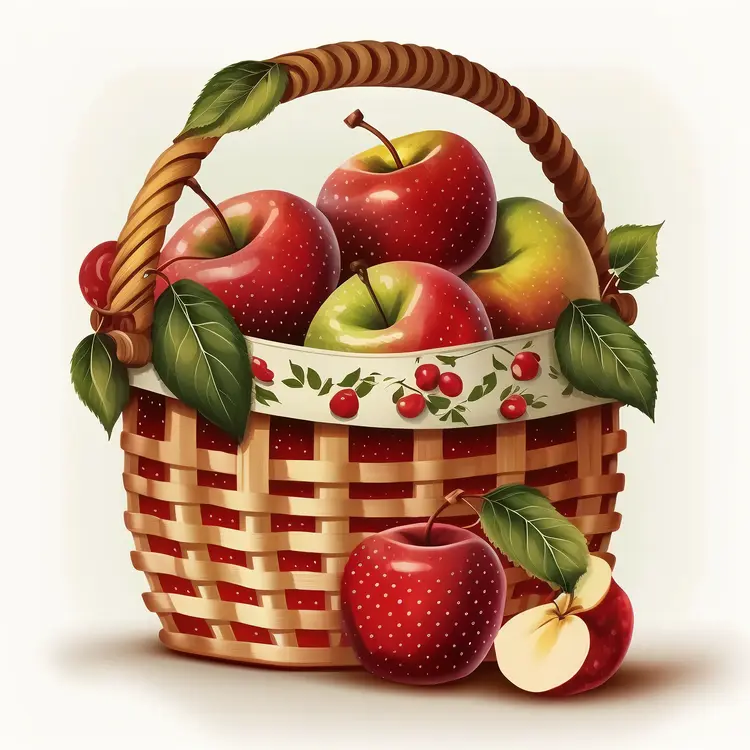Fresh Apples in a Wicker Basket