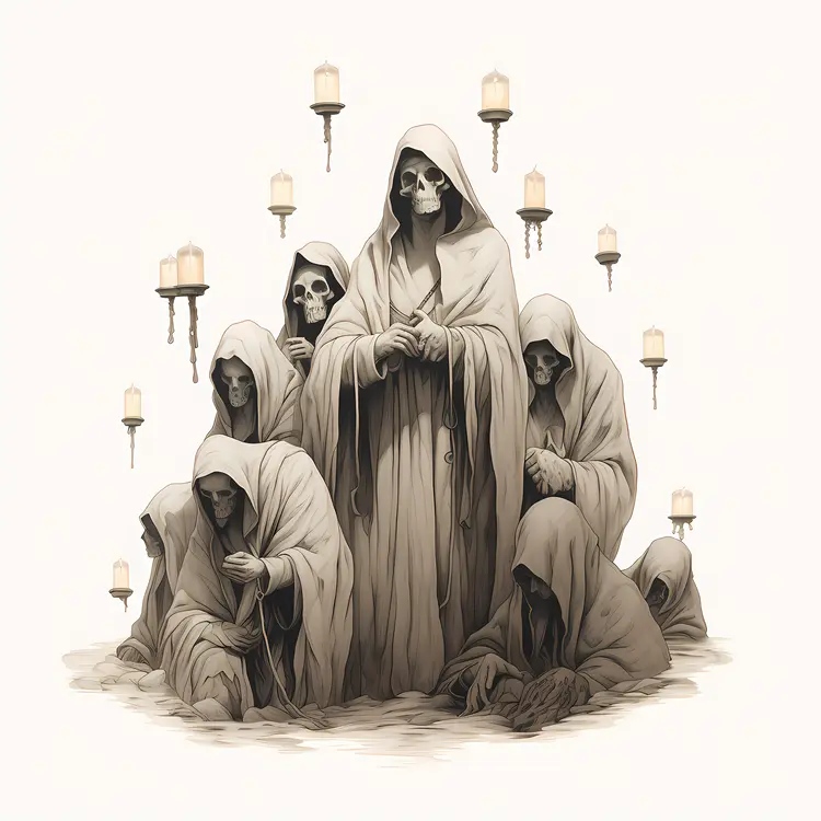 Hooded Skeletons with Candles