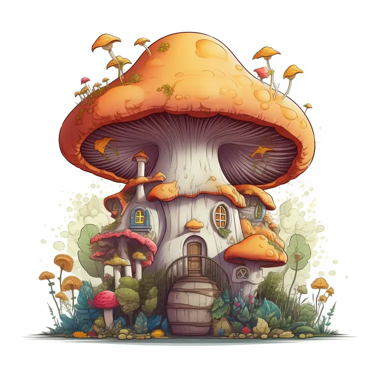 Enchanting Mushroom House in a Fantasy World