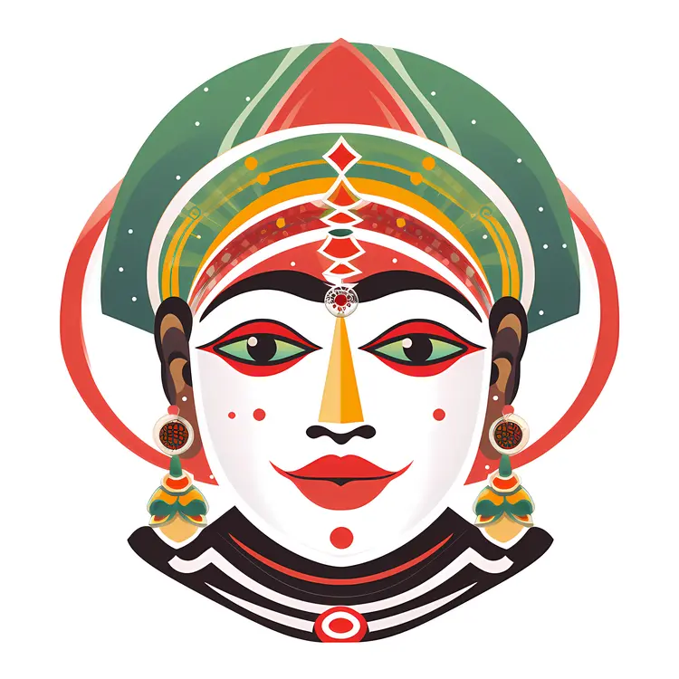 Colorful Kathakali Mask Illustration for Onam Festival