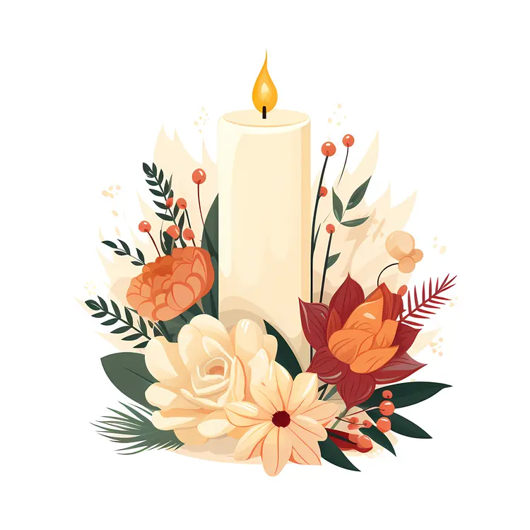 Elegant Candle with Floral Arrangement