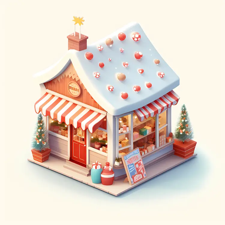 Snow-Covered Christmas Shop