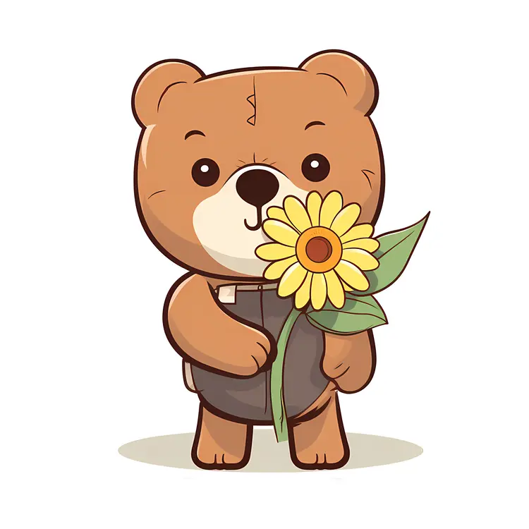 Cute Bear with Sunflower