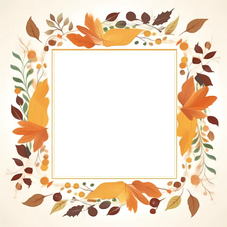 Thanksgiving Autumn Frame with Leaves and Berries