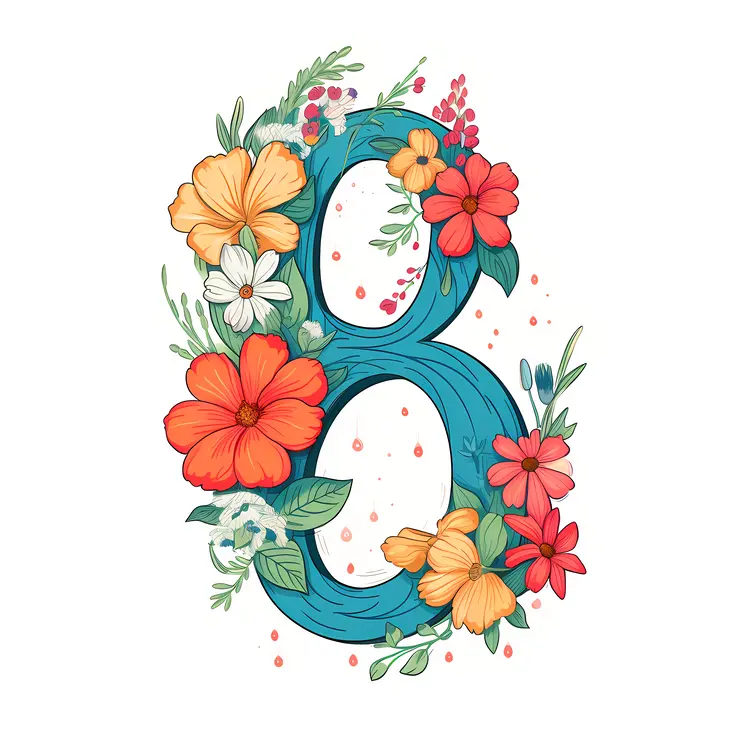 Floral Number 8 with Vibrant Flowers