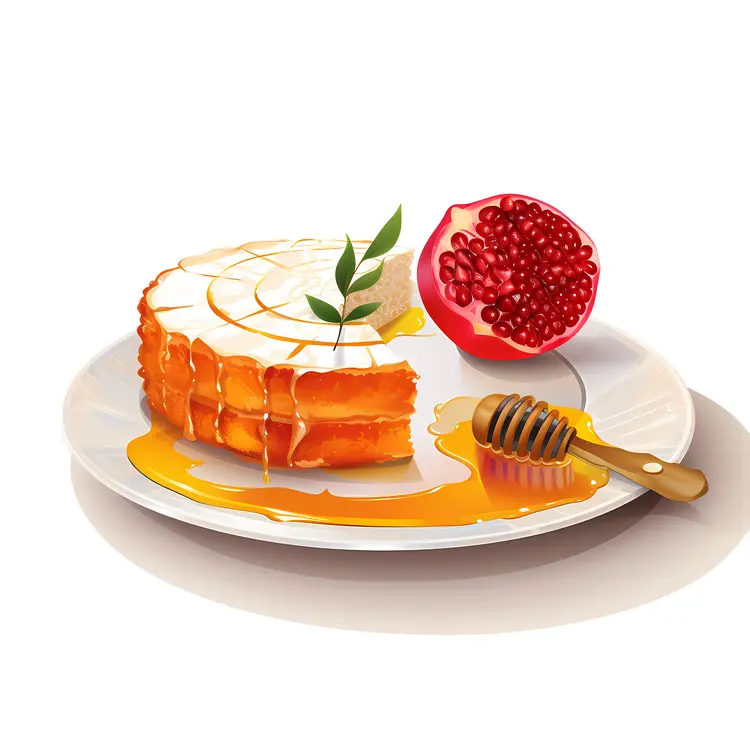 Honeycomb with Pomegranate and Honey Dipper