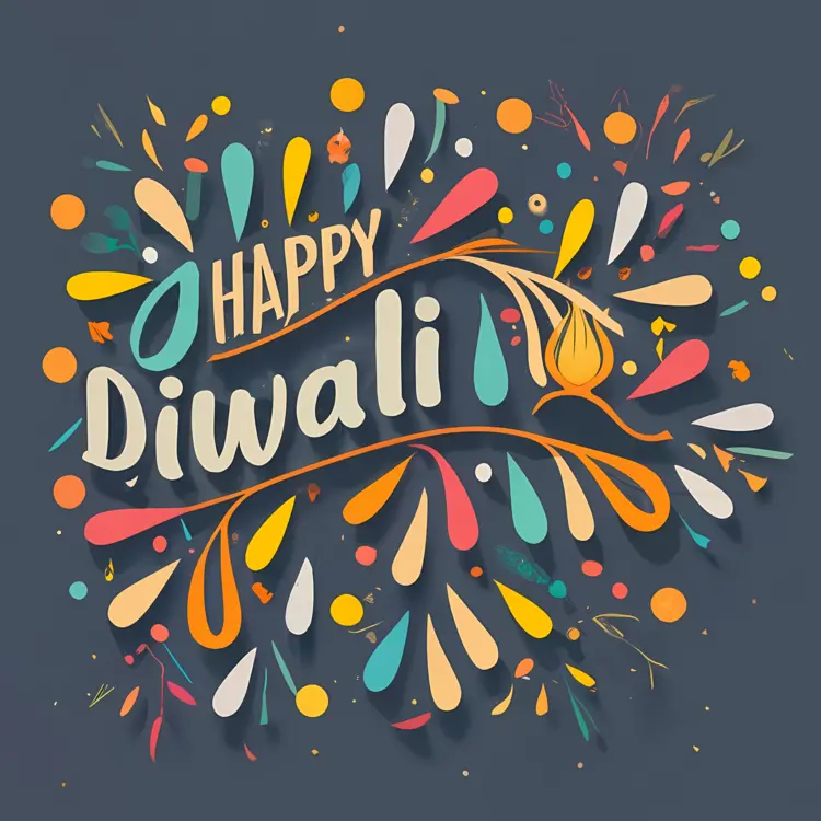 Happy Diwali Greeting with Colorful Decorations