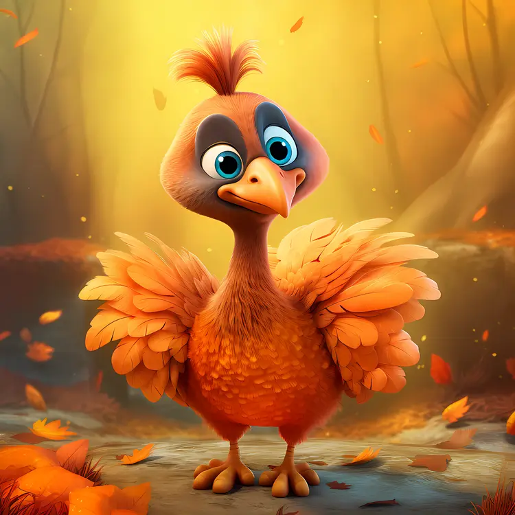 Adorable Turkey with Feathers