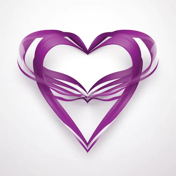Purple Ribbon Heart for Valentine's Day
