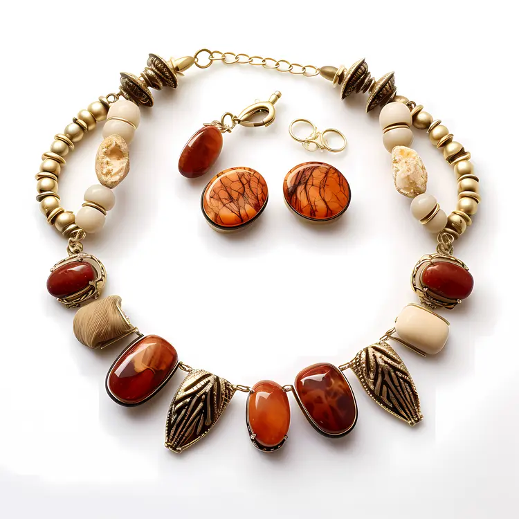 Beaded Jewelry Set with Necklace and Earrings