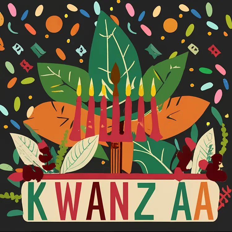 Kwanzaa Candles with Leaves