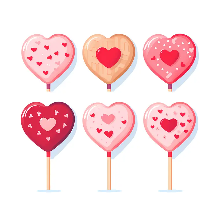 Heart-shaped Lollipops with Heart Patterns