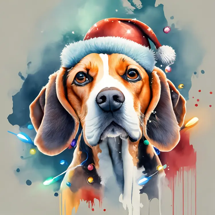 Festive Dog with Santa Hat