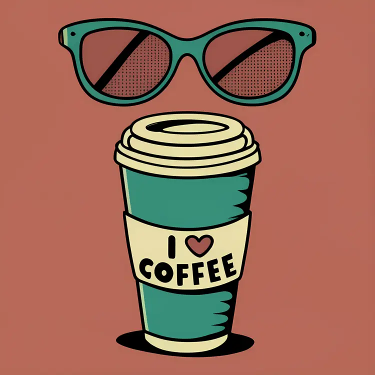 Coffee Cup with Sunglasses and Text