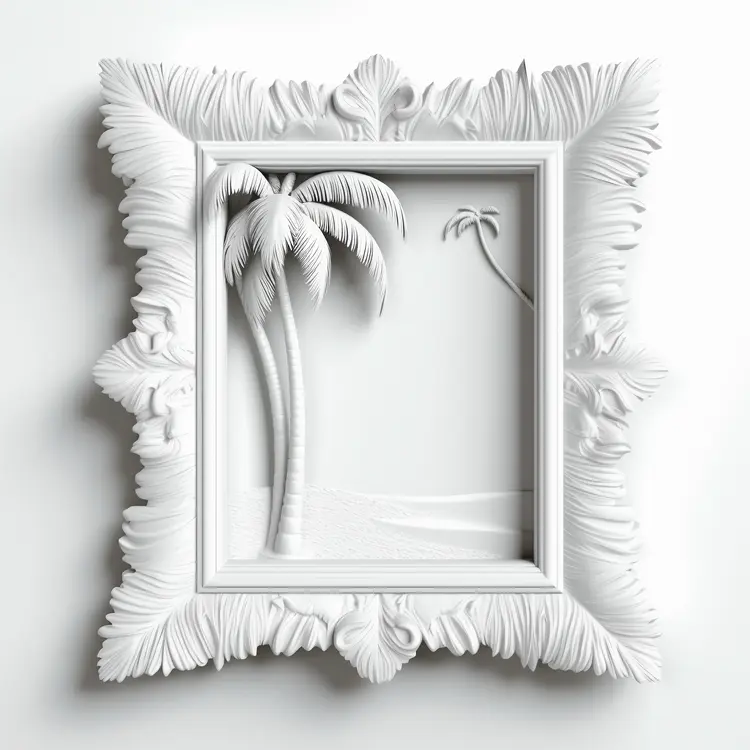 Ornate White Palm Tree Frame