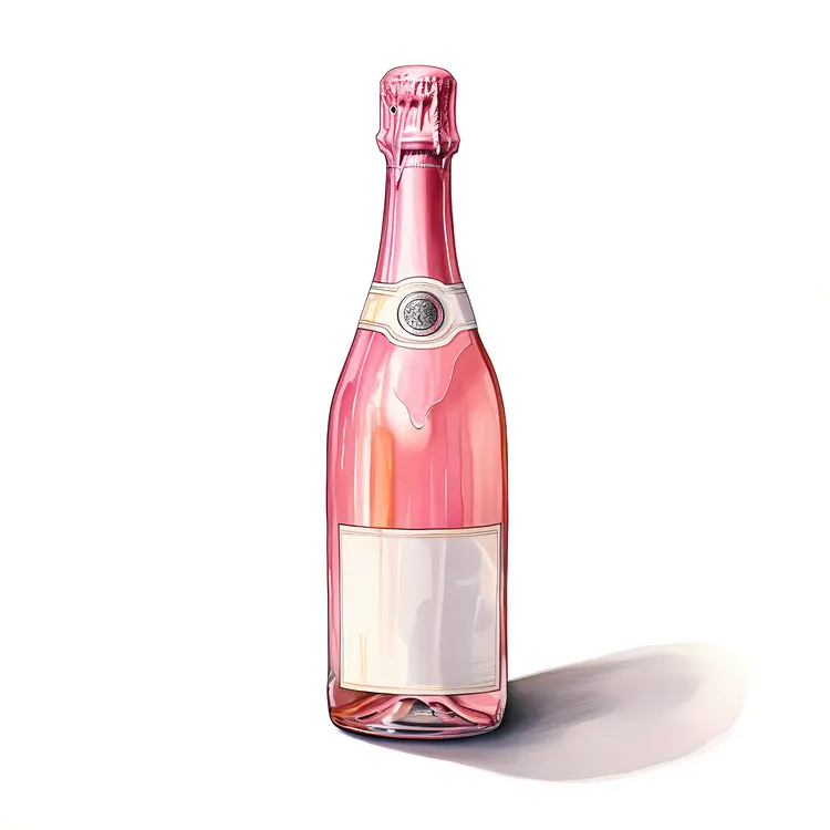 Pink Champagne Bottle Illustration