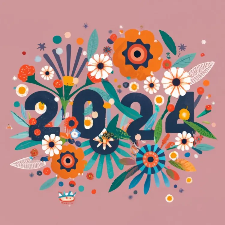 2024 with Colorful Flowers