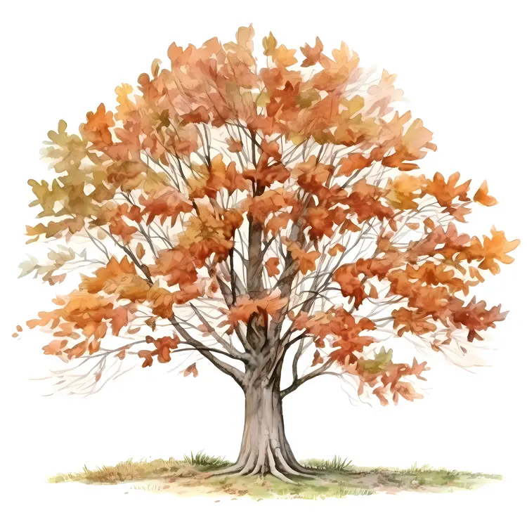 Golden Autumn Tree with Orange Leaves