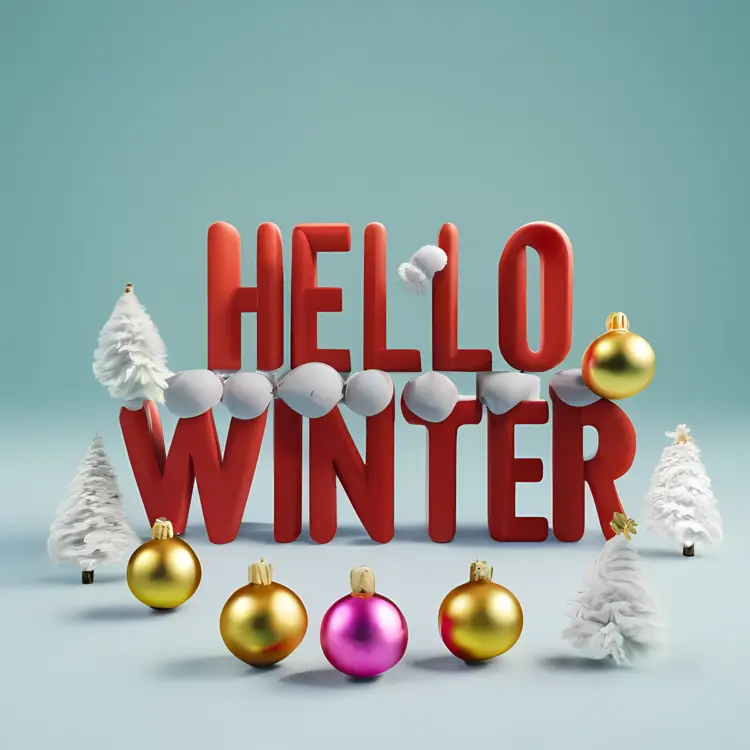 Hello Winter with Snow and Trees