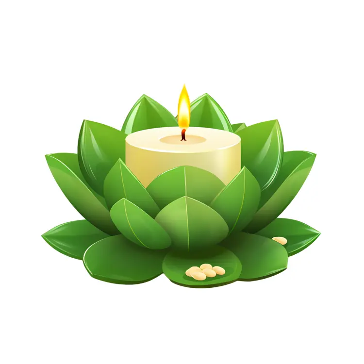 Green Lotus Candle Illustration