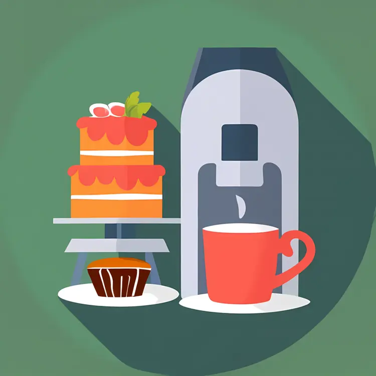 Coffee Machine with Cakes and Cupcake