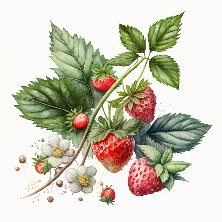 Beautiful Strawberry Plant Illustration
