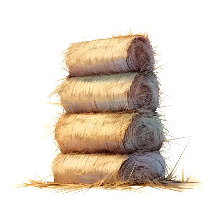 Stack of Hay Bales for Farming and Agriculture