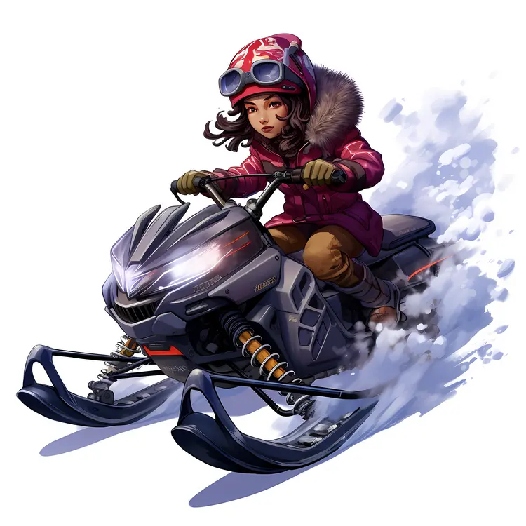 Snowmobile Rider in Red and Gray