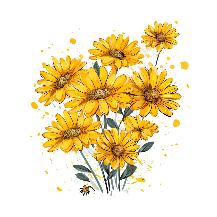 Yellow Flowers with a Bee