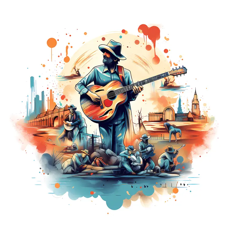Man Playing Guitar in an Urban Setting