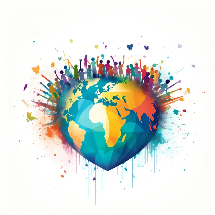 Heart Shaped Globe with People