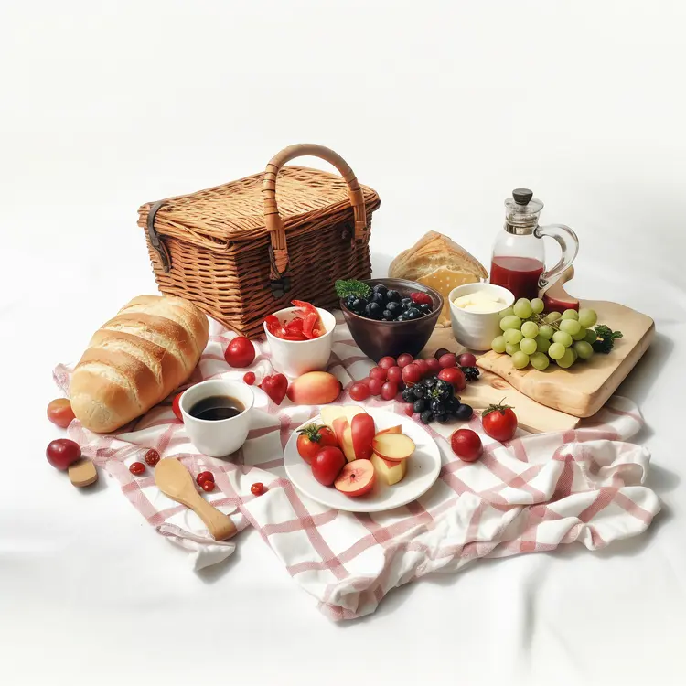 Delicious Picnic Setup with Fruits and Bread