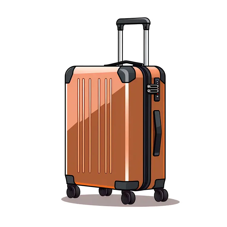 Orange Suitcase with Wheels