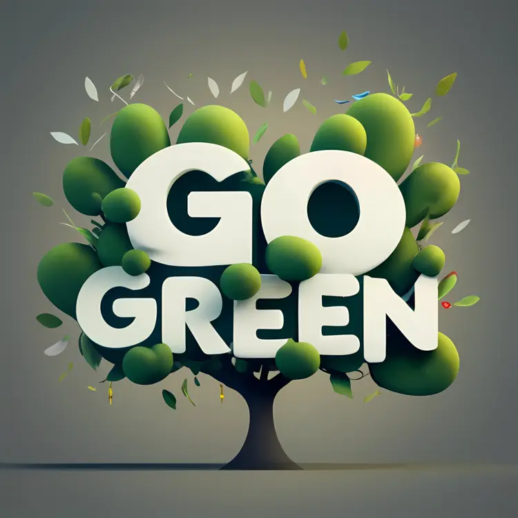 Go Green Slogan with Leafy Tree