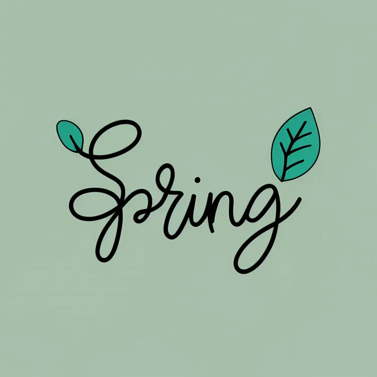 Spring Text with Leaves