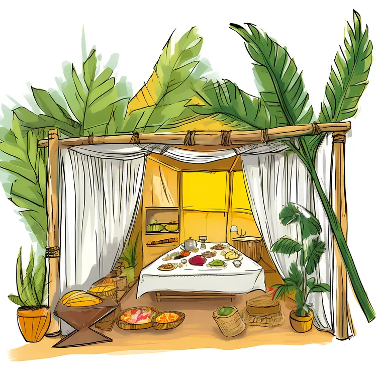 Tropical Outdoor Dining with Festive Meal