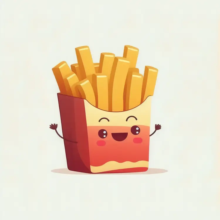 Cute Cartoon French Fries Illustration