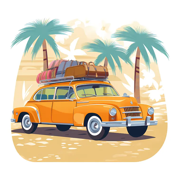 Vintage Car on a Summer Beach Vacation